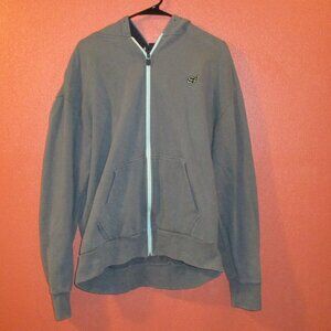 FOX Jacket Men X Large Gray Black Full Zip Pockets Long Sleeve Hooded Jacket